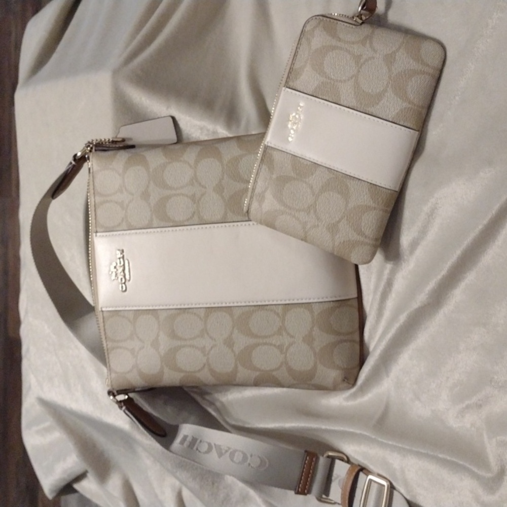 Coach Tan and Cream Crossbody Bag Set